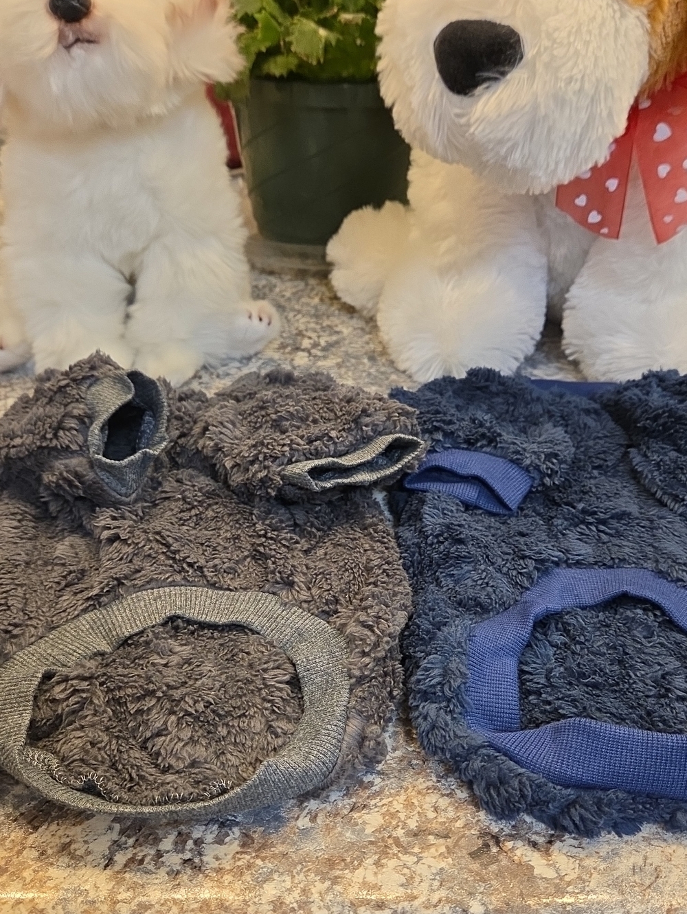 Plush Dog Sweaters- 2 SWEATERS Gray and Navy